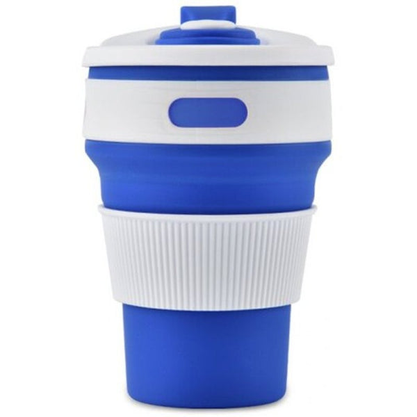 350Ml Collapsible Silicone Water Bottle Portable Mug Travel Drinkware Blue