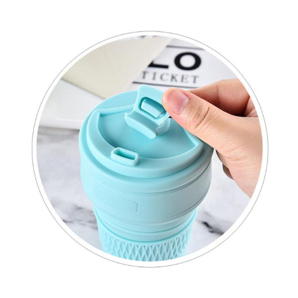 350Ml Creative Folding Telescopic Water Cup Silicone Collapsible Coffee Mug Blue
