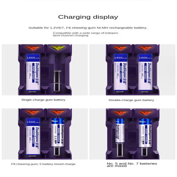 Chewing Gum Battery Charger With 2 Slots Intelligent 1.2V Nickel Hydrogen Rechargeable Size 5 And 7 Uk201 Battery Chargers