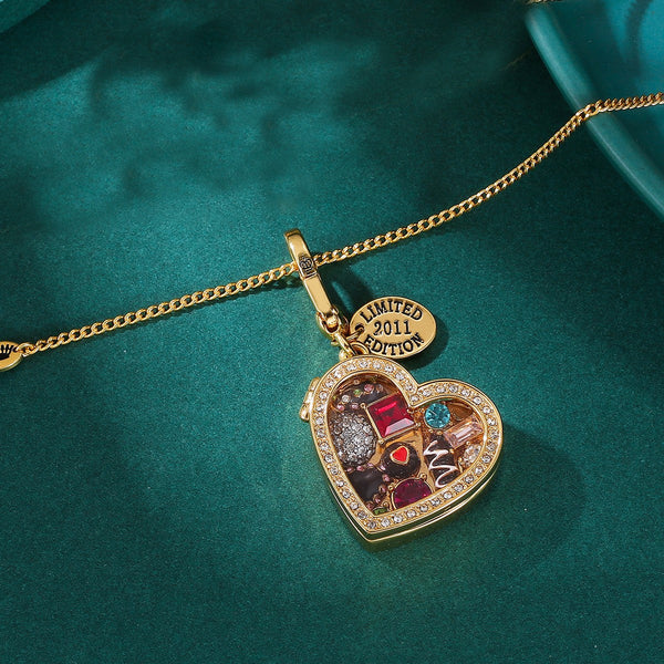 Enamel Glazed Chocolate Gemstone Transparent Heart Shaped Box With An Openable Pendant And Baking Cups & Cases