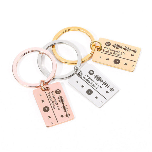 Mipgs Personalized Diy Custom Music Scan Code Keychain Stainless Steel Keyrings