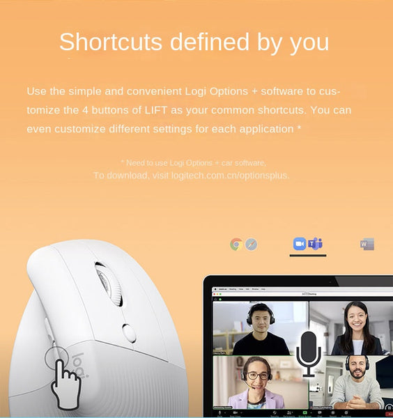 Logitech Lift Mouse Wireless Bluetooth Business Office Softtone Ergonomic Keyboard & Mouse Bundles