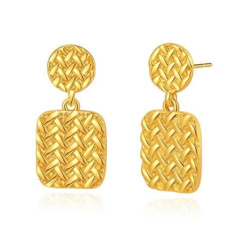 Veile Studios Geometric Square Heavy Industry With Metal Texture Copper Earrings