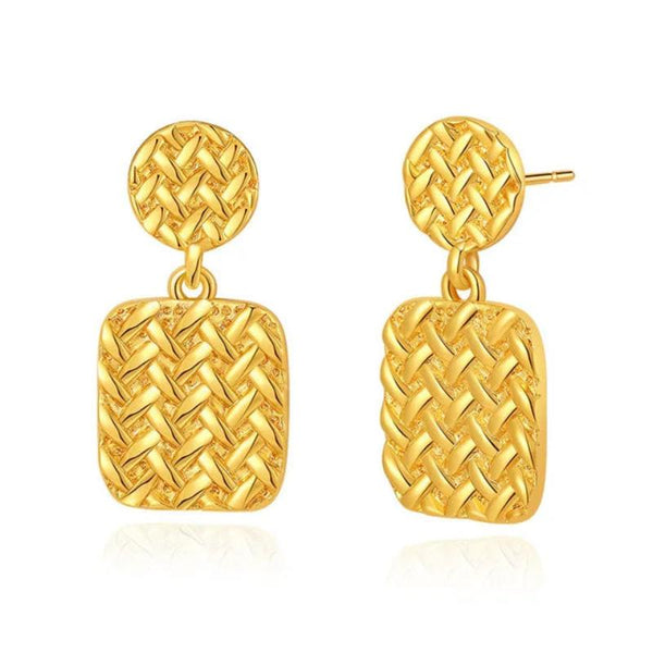 Veile Studios Geometric Square Heavy Industry With Metal Texture Copper Earrings