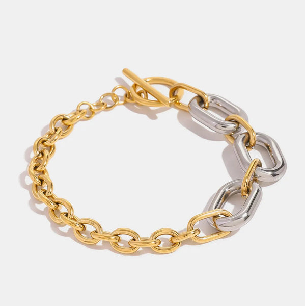 Veile Studios 18K Gold Plated Stainless Steel Chain Bracelet Silver Bracelets
