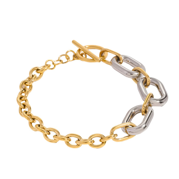 Veile Studios 18K Gold Plated Stainless Steel Chain Bracelet Silver Bracelets
