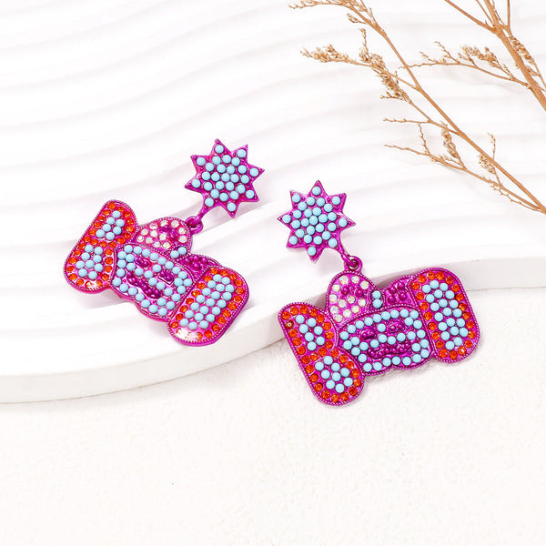 Veile Studios Cartoon Pumpkin Pearl Halloween Ghost Face For Festive Occasions Earrings