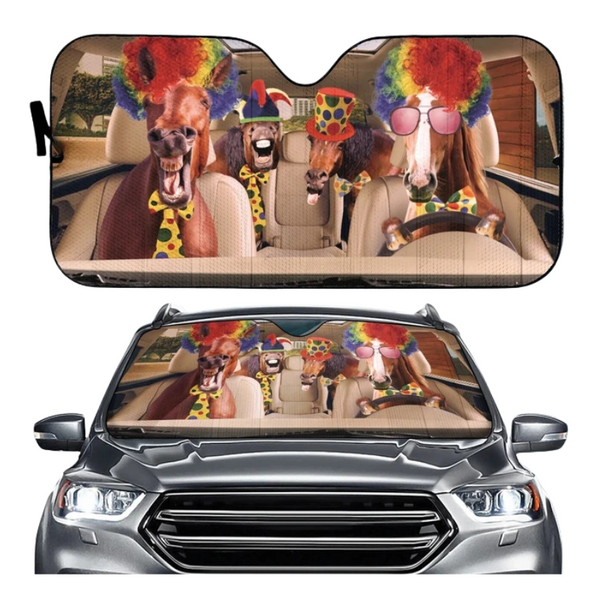 Funny Horse Driving 3D Printing Car Sun Visor Auto Decoration For Vehicle Parts Accessories Sun Visors