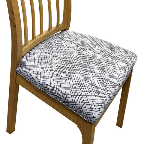 Chair Cover Grey Random Lines Print Stretch Seat For Dining Kitchen Slipcovers
