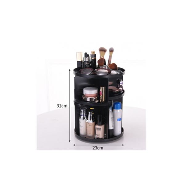 360 Degree Rotating Makeup Rack Plastic Storage Box Black Makeup Bags & Cases