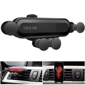 360 Degree Rotation Gravity Car Air Outlet Phone Holder For Iphone / Huawei Black
