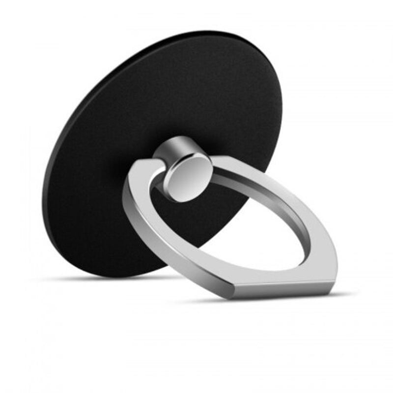 360 Degree Round Finger Ring Mobile Phone Smartphone Stand Holder Black Mounts & Holders
