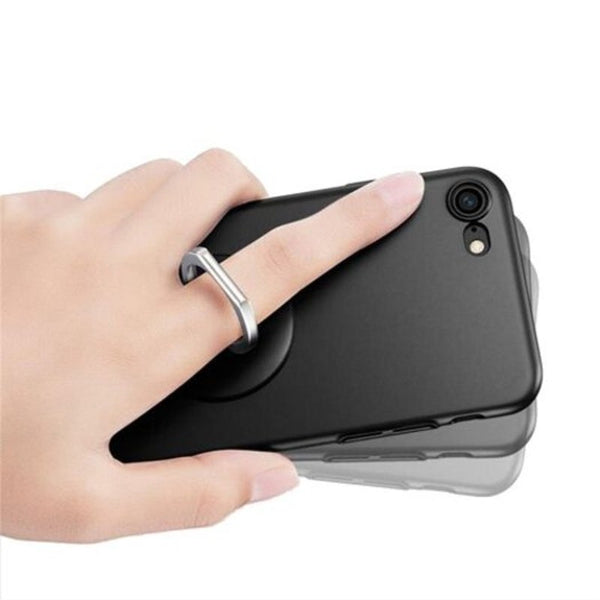 360 Degree Round Finger Ring Mobile Phone Smartphone Stand Holder Black Mounts & Holders