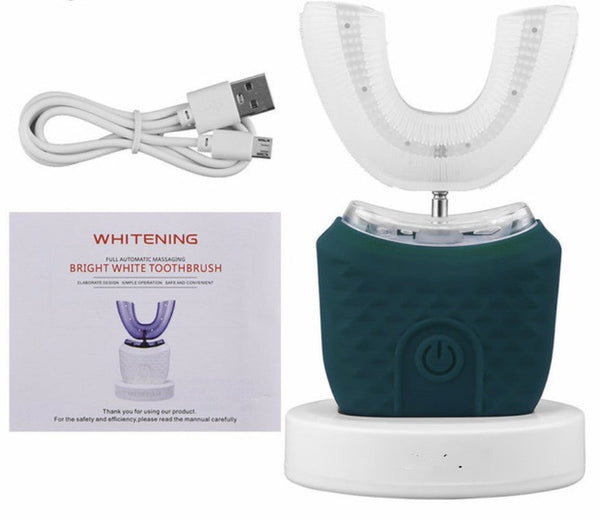 Electric Toothbrushes 360 Degrees Automatic Electric Toothbrush Rechargeable Ultrasonic U Type Blue Light