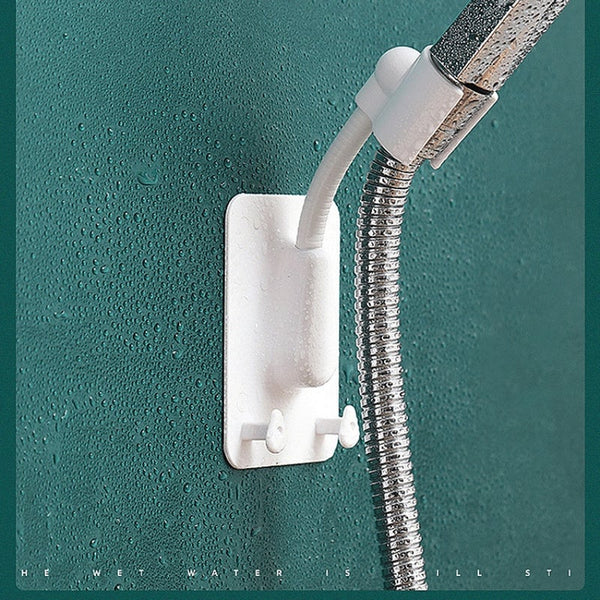 360 Degree Shower Head Holder Self Adhesive Showerhead Bracket With Two Hooks Shower Head Holders