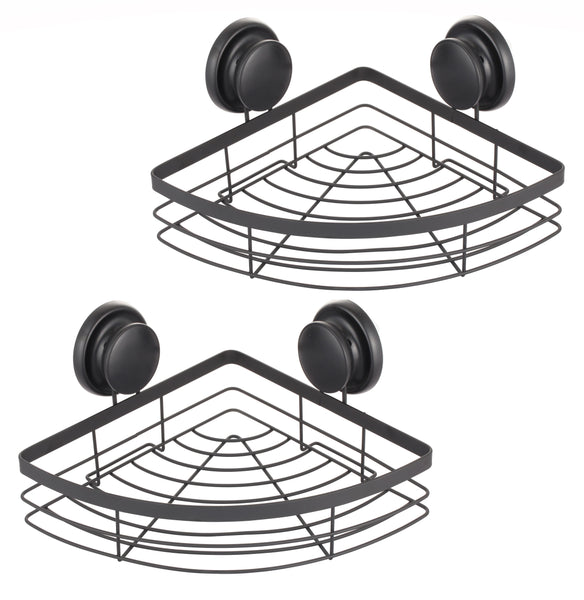 Carla Home 2 Pack Round Corner Shower Caddy Shelf Basket Rack With Premium Vacuum Suction Cup No Drilling For Bathroom And Kitchen Shelves