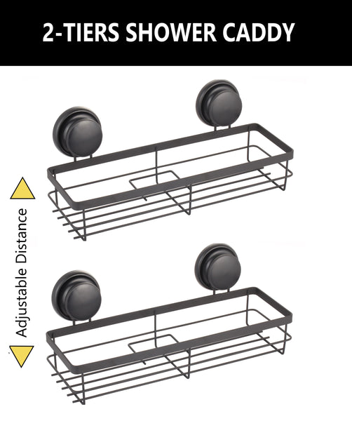 Carla Home 2 Pack Rectangular Corner Shower Caddy Shelf Basket Rack With Premium Vacuum Suction Cup No Drilling For Bathroom And Kitchen Shelves