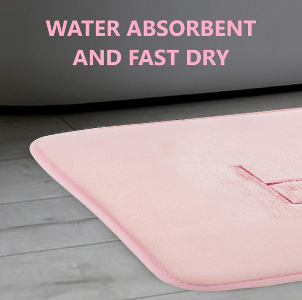 Carla Home Extra Thick Memory Foam & Super Comfort Bath Rug Mat For Bathroom (60 X 40 Cm Pink) Bath Mats Rugs & Toilet Covers