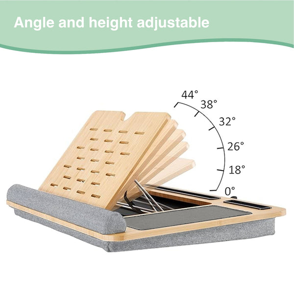 Carla Home Bamboo Laptop Desk With Cushion And Angle Adjustable For Office Laptop Desks