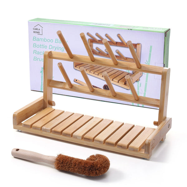 Carla Home Bamboo Baby Bottle Drying Rack Other Kitchen Storage