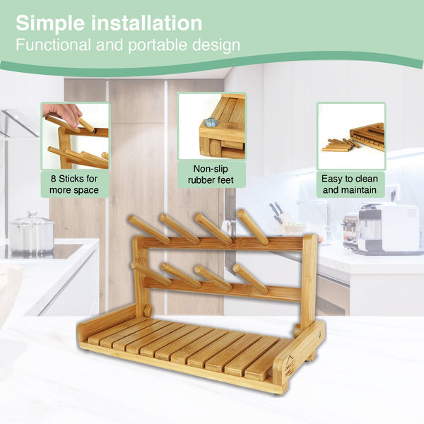 Carla Home Bamboo Baby Bottle Drying Rack Other Kitchen Storage