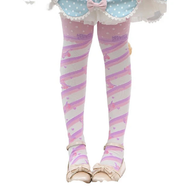 Little Candy Lolita Cute Over The Knee Female Harajuku Stripe Japanese Thin Leg Thick Combed Cotton Socks