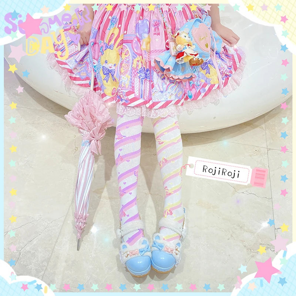 Little Candy Lolita Cute Over The Knee Female Harajuku Stripe Japanese Thin Leg Thick Combed Cotton Socks
