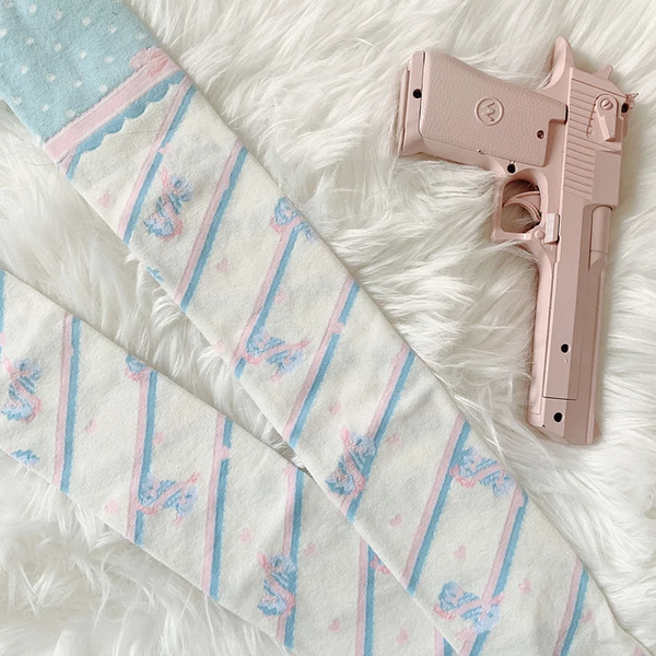 Little Candy Lolita Cute Over The Knee Female Harajuku Stripe Japanese Thin Leg Thick Combed Cotton Socks