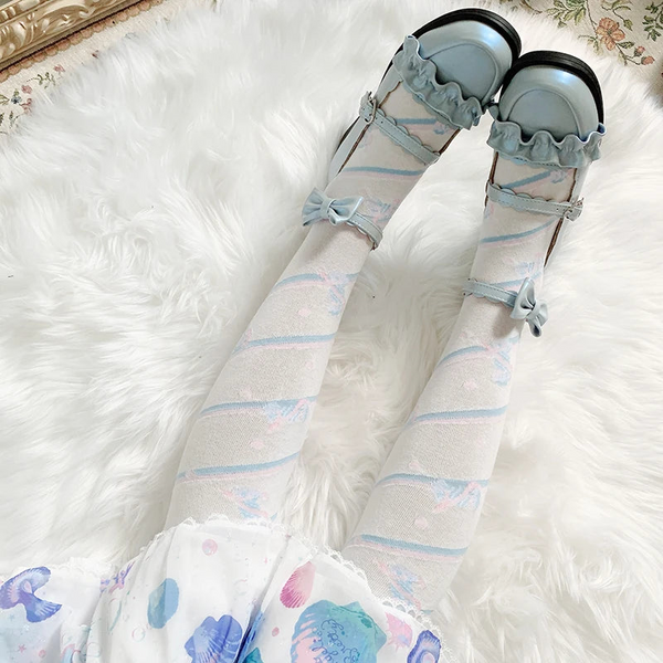 Little Candy Lolita Cute Over The Knee Female Harajuku Stripe Japanese Thin Leg Thick Combed Cotton Socks