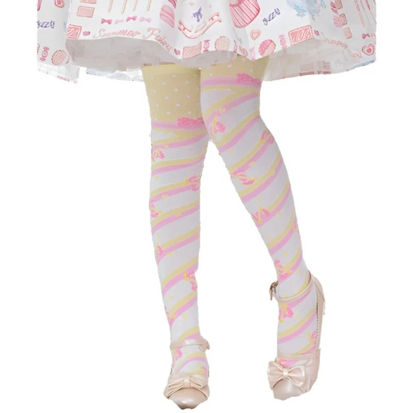 Little Candy Lolita Cute Over The Knee Female Harajuku Stripe Japanese Thin Leg Thick Combed Cotton Socks