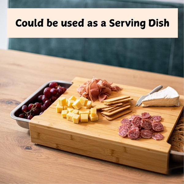 Carla Home Chopping Board With 2 Organiser Stainless Steel Trays Containers Cutting Boards