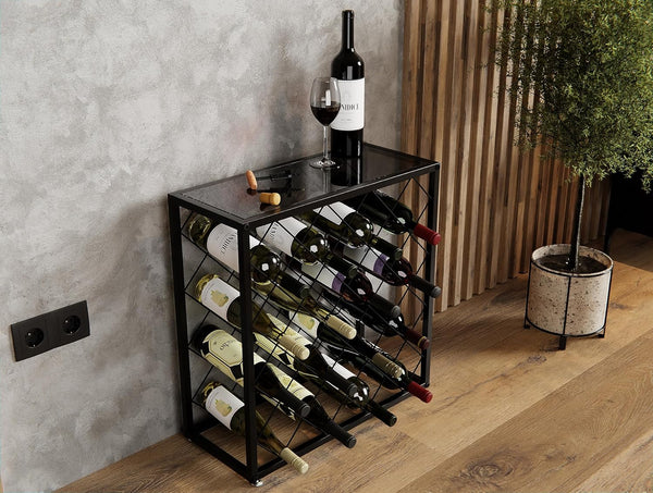 Carla Home Freestanding Metal Wine Rack For 25 Bottles Racks