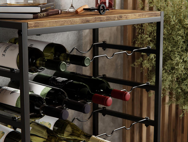 Carla Home 6 Tier Freestanding Wine Rack For 30 Bottles With Wood Countertop And Sturdy Metal Frame Racks