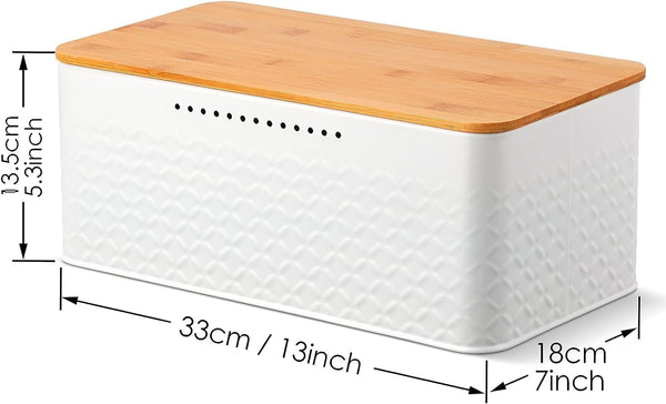Carla Home Bread Bin With Bamboo Lid Used As Chopping Board For Kitchen Countertop Bread Bins