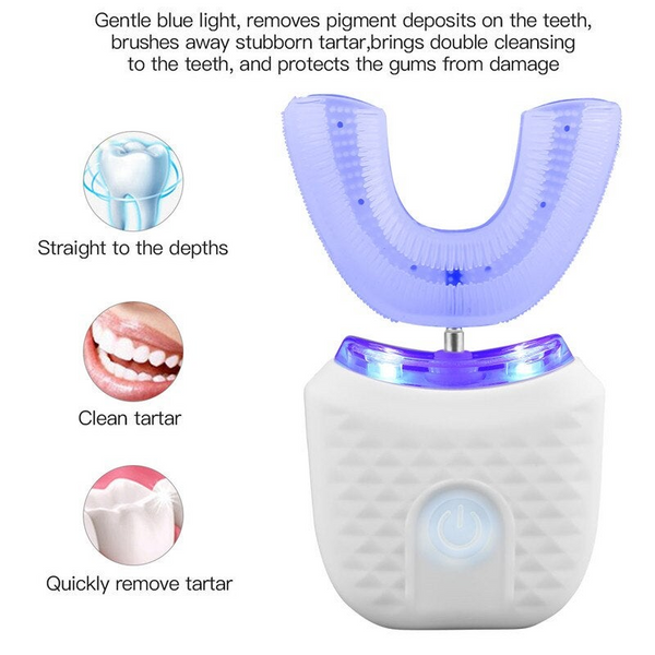 360 Degrees Automatic Electric Toothbrush Rechargeable Ultrasonic U Type Blue Light Whitening Electric Toothbrushes