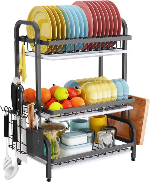 Carla Home Dish Drying Rack 3 Tier Large Capacity Kitchen Storage With Utensil And Cutting Board Holder Other Kitchen Storage