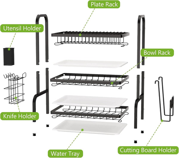 Carla Home Dish Drying Rack 3 Tier Large Capacity Kitchen Storage With Utensil And Cutting Board Holder Other Kitchen Storage