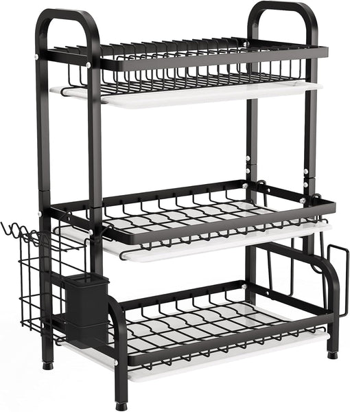 Carla Home Dish Drying Rack 3 Tier Large Capacity Kitchen Storage With Utensil And Cutting Board Holder Other Kitchen Storage