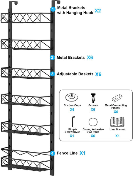 Carla Home 6 Tier Adjustable Baskets Over Door Pantry Organiser For Kitchen Other Kitchen Storage