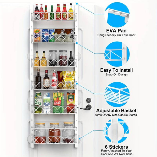 Carla Home 6 Tier Adjustable Baskets Over Door Pantry Organiser For Kitchen Other Kitchen Storage