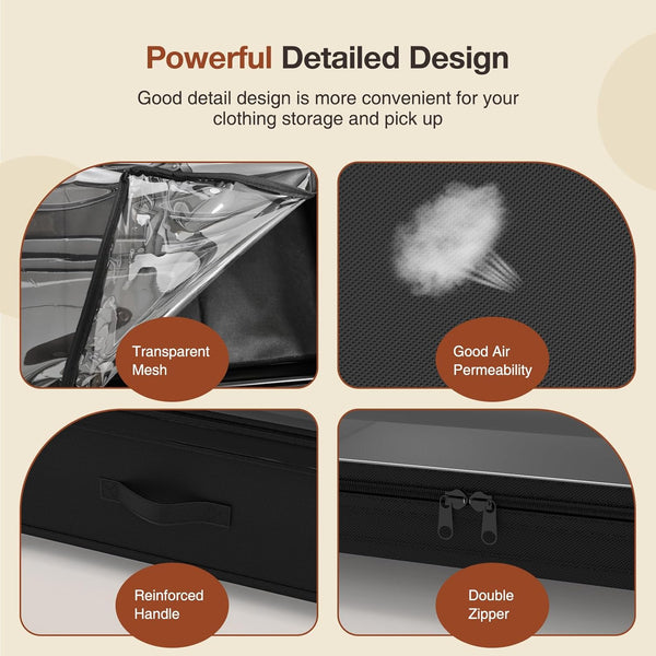 Carla Home Xxl Under Bed Rolling Storage Containers With 50L Large Capacity And Wheels Storage Boxes