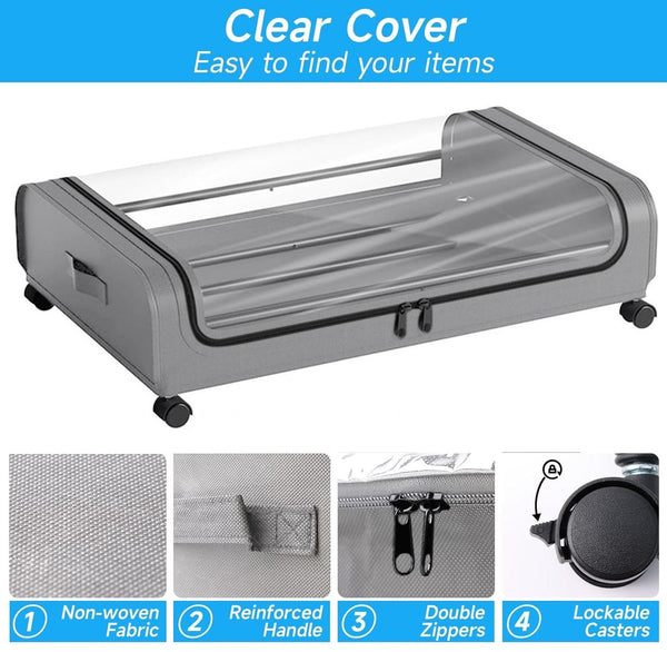 Carla Home Xxl Under Bed Rolling Storage Containers With 50L Large Capacity And Wheels Storage Boxes