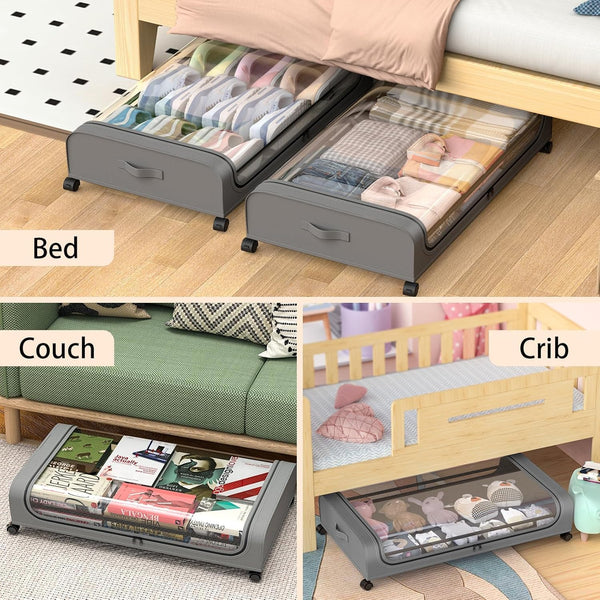 Carla Home Xxl Under Bed Rolling Storage Containers With 50L Large Capacity And Wheels Storage Boxes