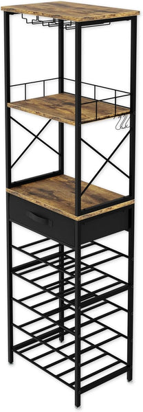 Carla Home Freestanding Wine Rack For 20 Bottles With Wood Countertop And Sturdy Metal Frame Racks