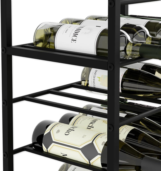 Carla Home Freestanding Wine Rack For 20 Bottles With Wood Countertop And Sturdy Metal Frame Racks
