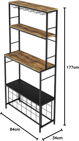 Carla Home Large Wine Rack For 20 Bottles With Wood Countertop And Sturdy Metal Frame Racks