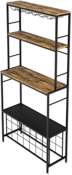 Carla Home Large Wine Rack For 20 Bottles With Wood Countertop And Sturdy Metal Frame Racks