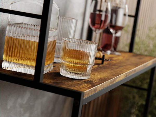 Carla Home Large Wine Rack For 20 Bottles With Wood Countertop And Sturdy Metal Frame Racks