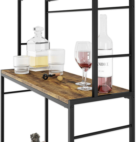 Carla Home Large Wine Rack For 20 Bottles With Wood Countertop And Sturdy Metal Frame Racks