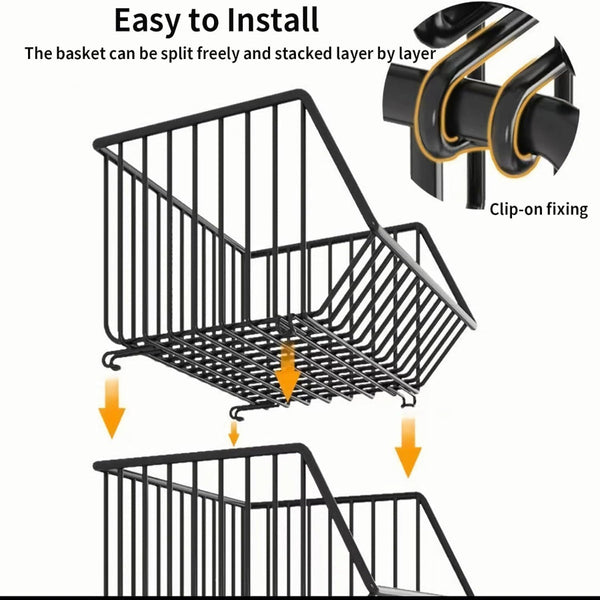 Carla Home Metal 5 Tier Rolling Vegetable And Fruit Basket Cart Stand For Kitchen Other Kitchen Storage